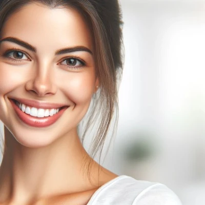 Woman with a beaming smile, symbolizing the success of oral health supplements like ProDentim as reviewed on Amazon.