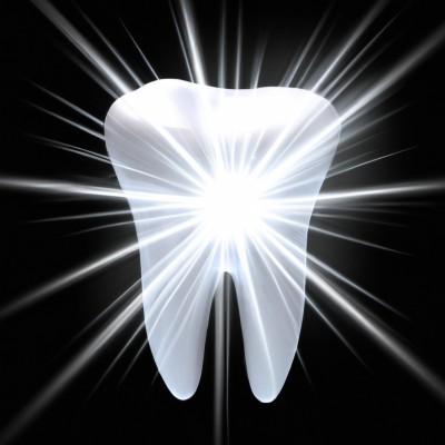 A shiny molar tooth.