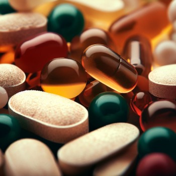 Various supplements in capsules, tablets and pills.